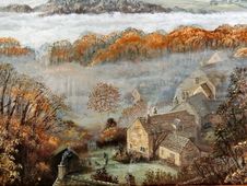 Autumn Mist across the Cotswolds near Chalford, Glos