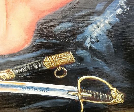 Detail of Sabre hilt and scabbard brass